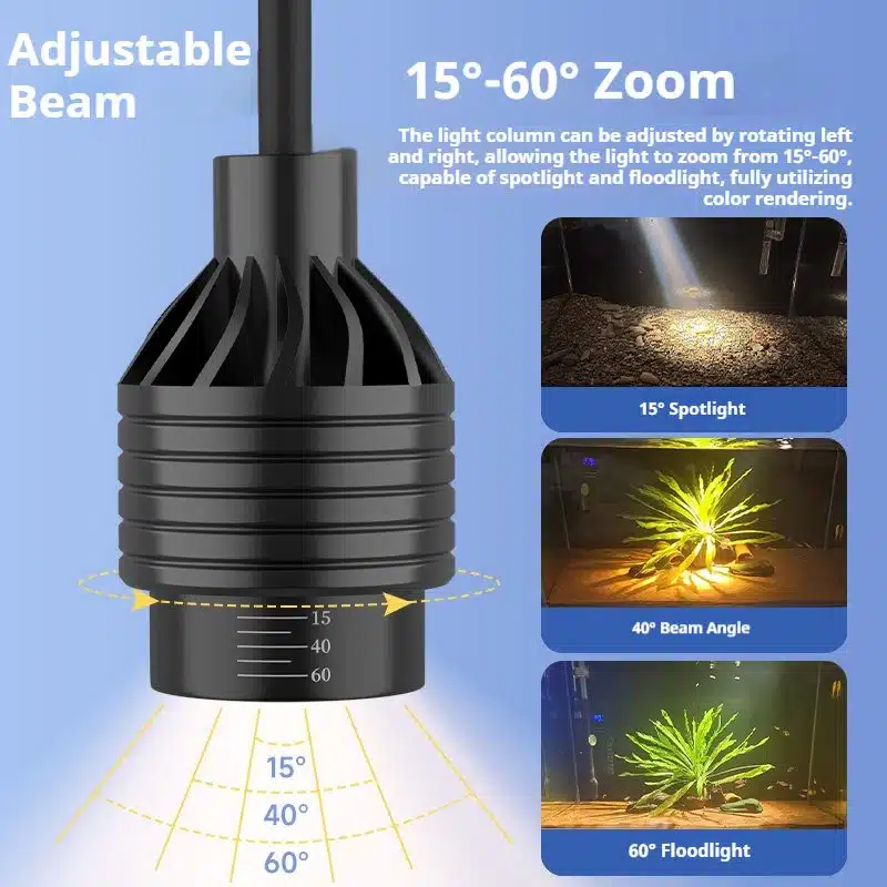 Switching between various color modes on an aquarium light, allowing users to customize their tank's appearance.