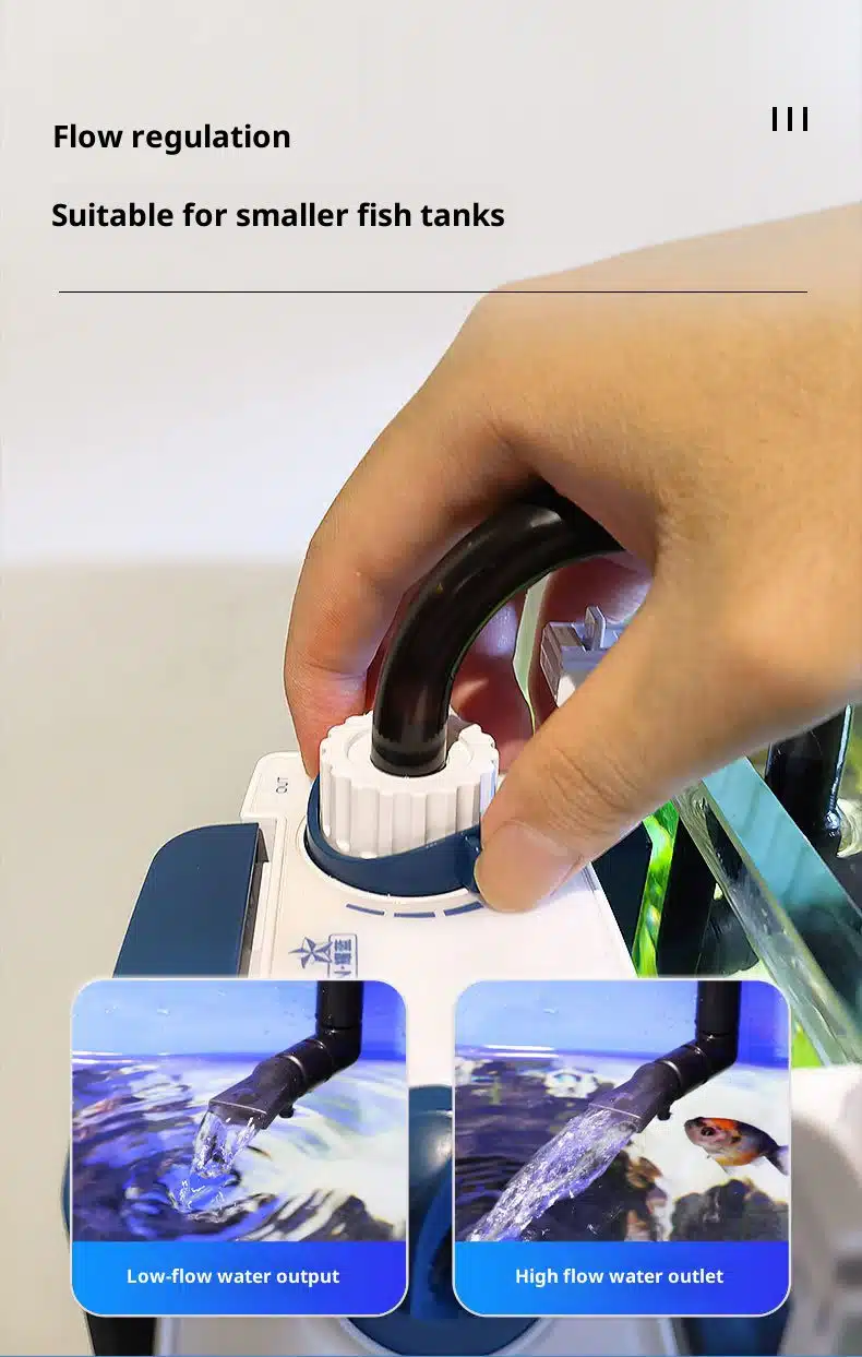 Adjustable flow rate knob on the Aquarium Hang On Filter for customized water circulation