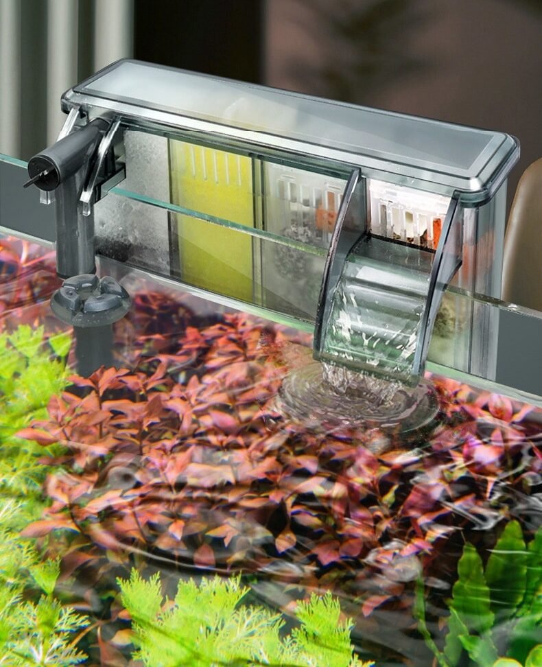 Ultra quiet external filtration system installed on a fresh water aquarium