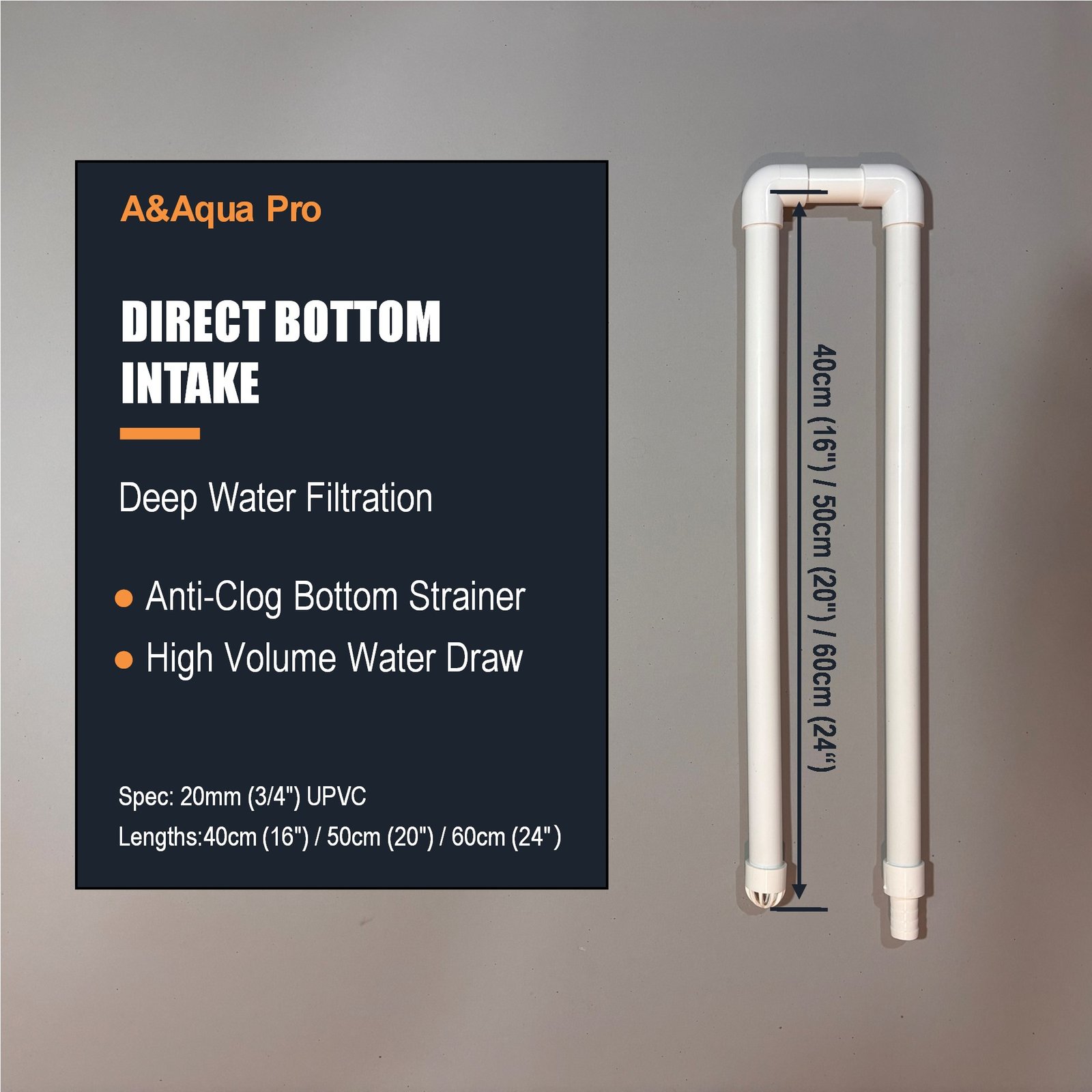 20mm aquarium plumbing direct bottom intake pipe for heavy-duty setups
