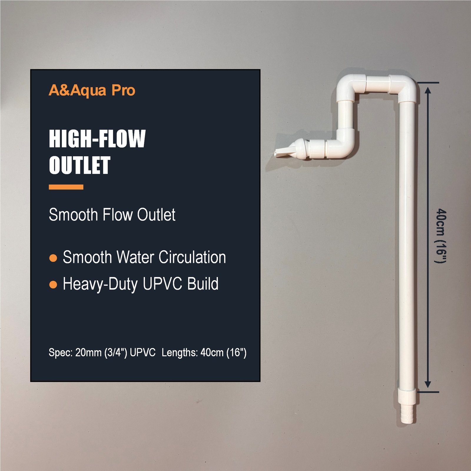 20mm aquarium plumbing high-flow smooth outlet pipe