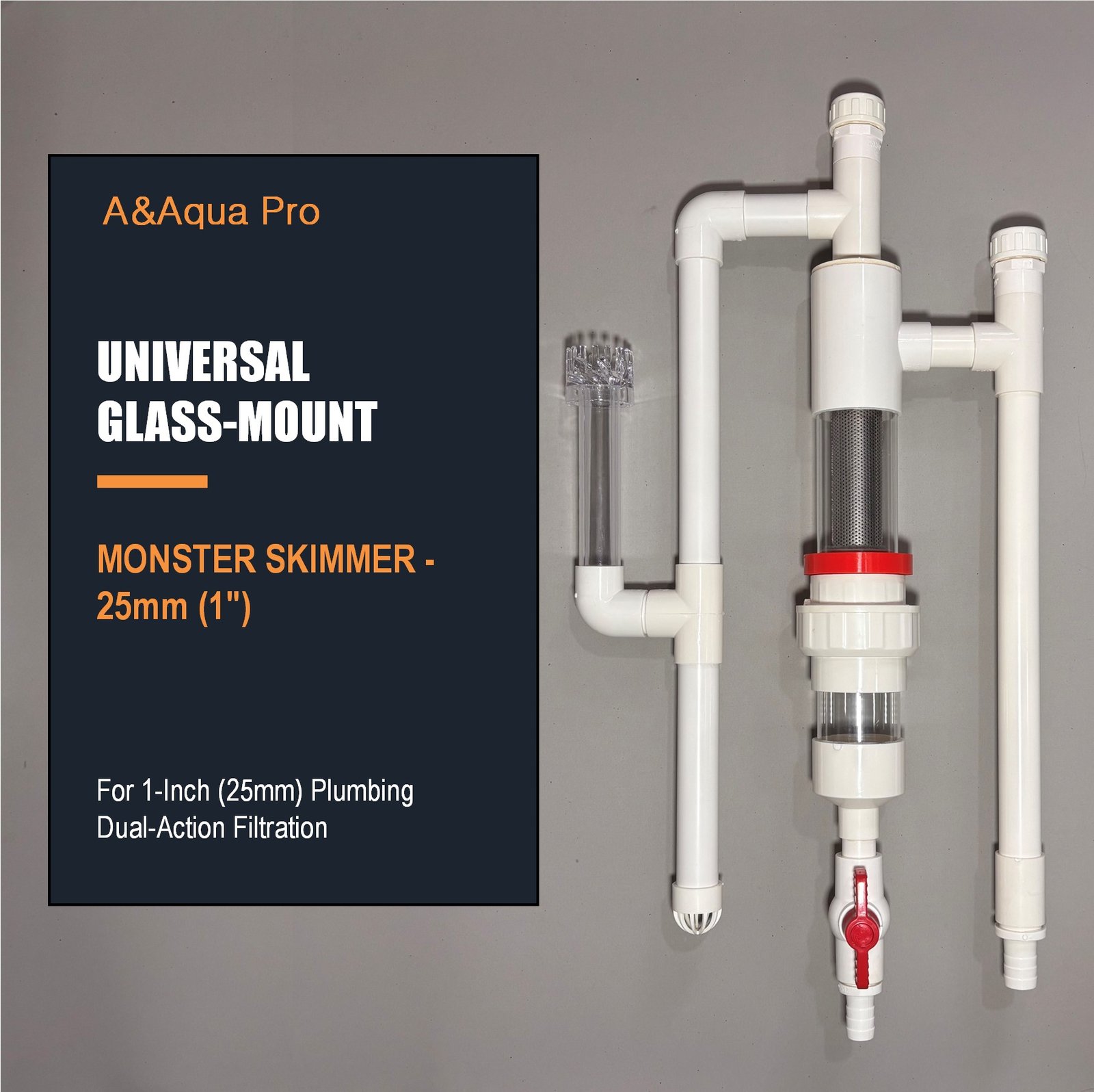 A&Aqua Pro magnetic fish water prefilter with surface skimmer - 25mm Monster Edition high flow system