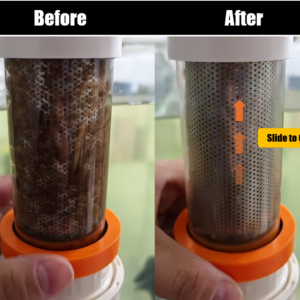 Before and after using the 25mm aquarium pre-filter Monster Edition on a heavy bioload tank.