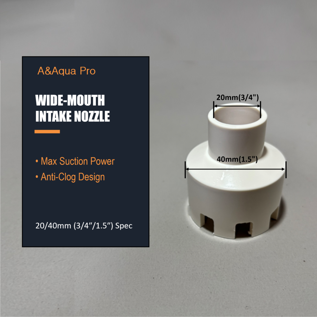 A&Aqua Pro 20-40mm (3/4" - 1.5") wide mouth aquarium intake nozzle size specifications